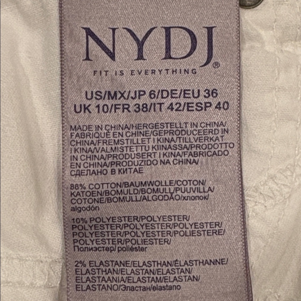 NWOT NYDJ Women's White Straight Leg Jeans, Cotton Blend, “Sheri Slim, 6 - Picture 7 of 12